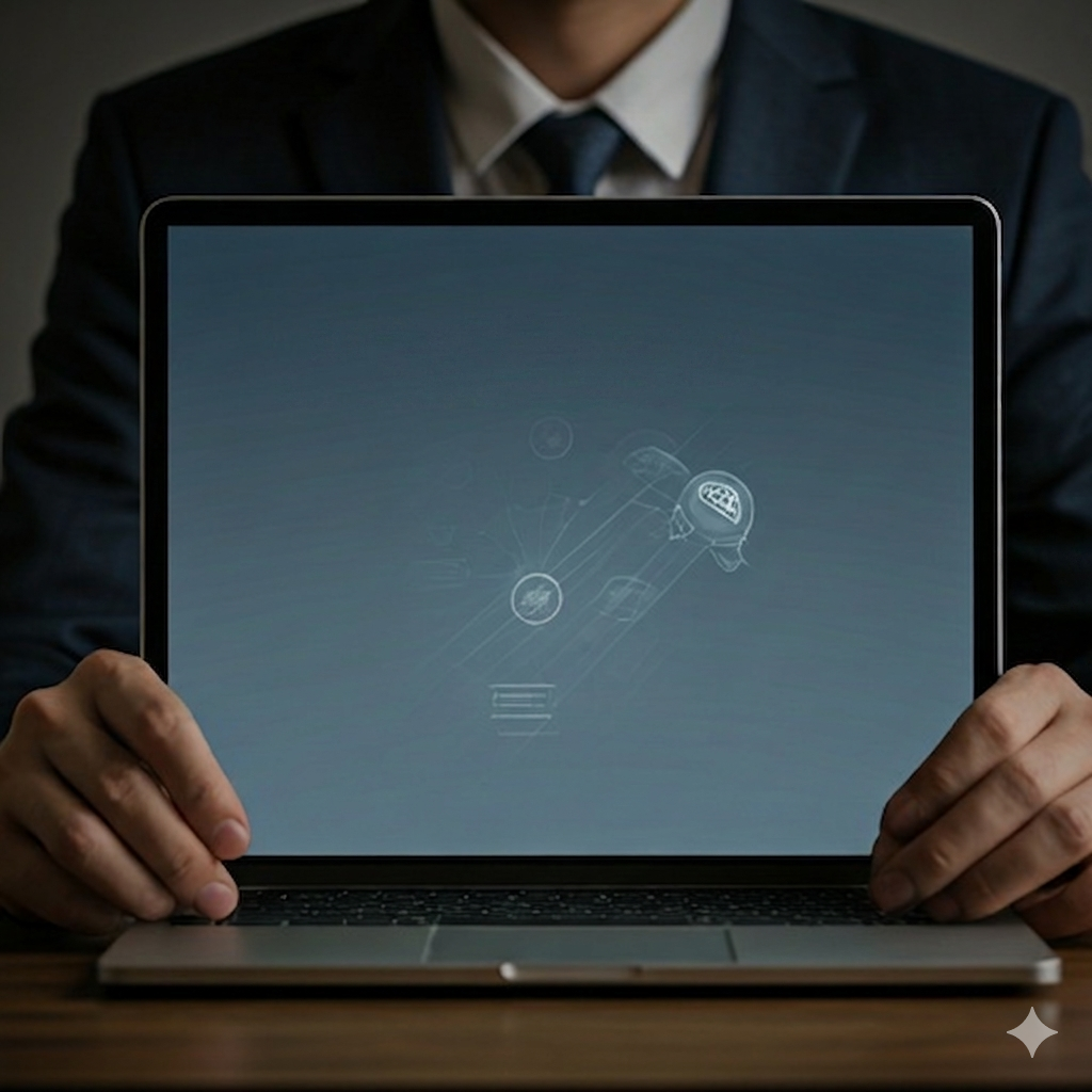 Hands on a laptop